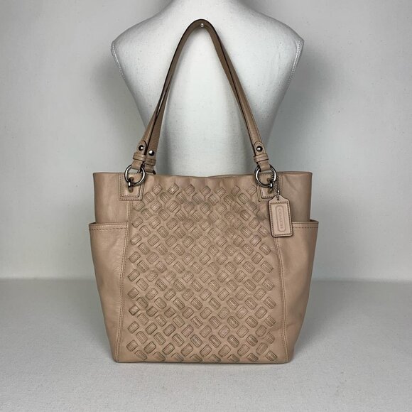Coach Handbags - Coach Elegant Putty Beige Leather Tote Bag - Chic & Versatile Carryall for Any O